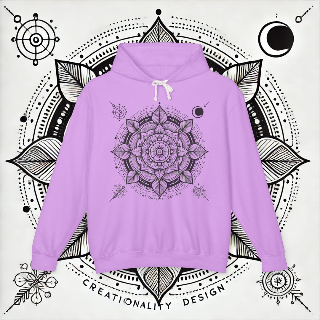 Creationality Design Mandala - Unisex Lightweight Hooded Sweatshirt