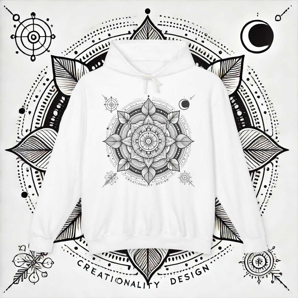 Creationality Design Mandala - Unisex Lightweight Hooded Sweatshirt