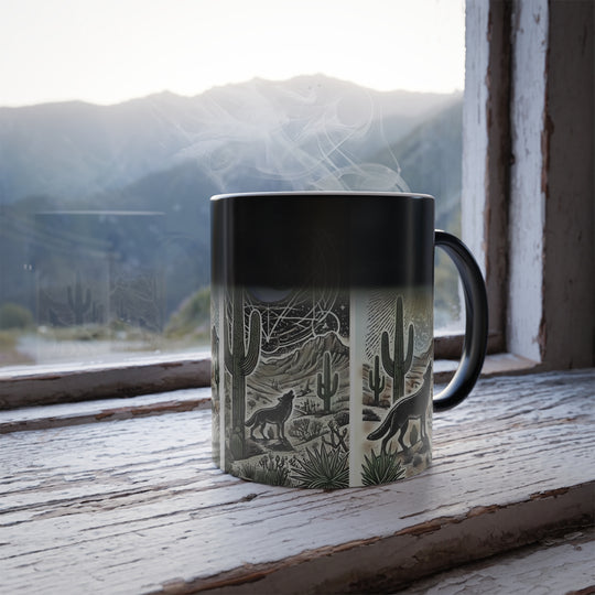 Mystic Coyote Magic Mug – Heat-Reactive Design