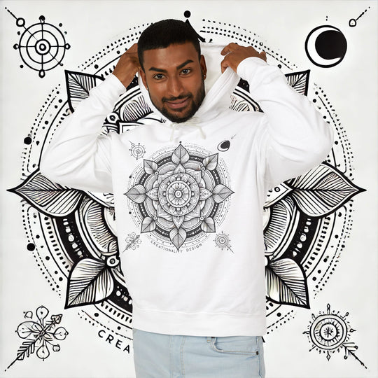 Creationality Design Mandala - Unisex Lightweight Hooded Sweatshirt