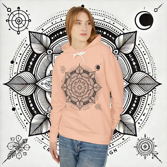 Creationality Design Mandala - Unisex Lightweight Hooded Sweatshirt