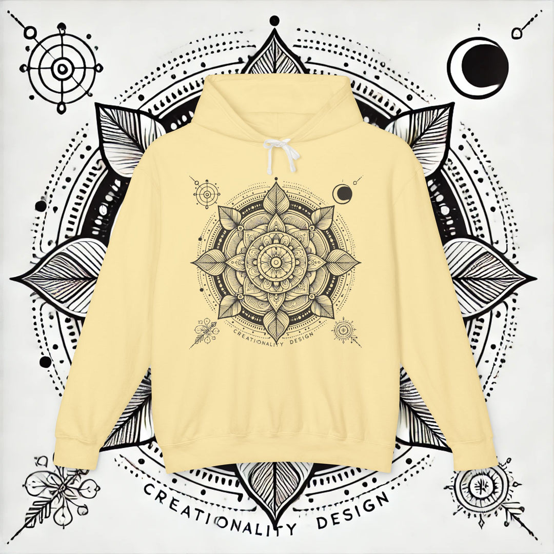 Creationality Design Mandala - Unisex Lightweight Hooded Sweatshirt