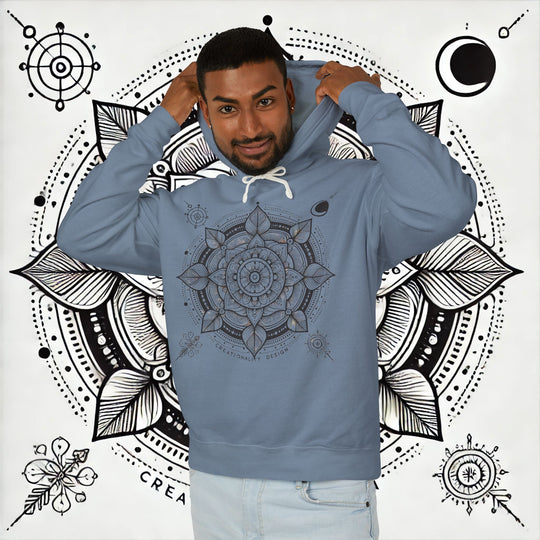 Creationality Design Mandala - Unisex Lightweight Hooded Sweatshirt