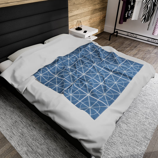 Creationality Blue Pattern - Velveteen Plush Blanket