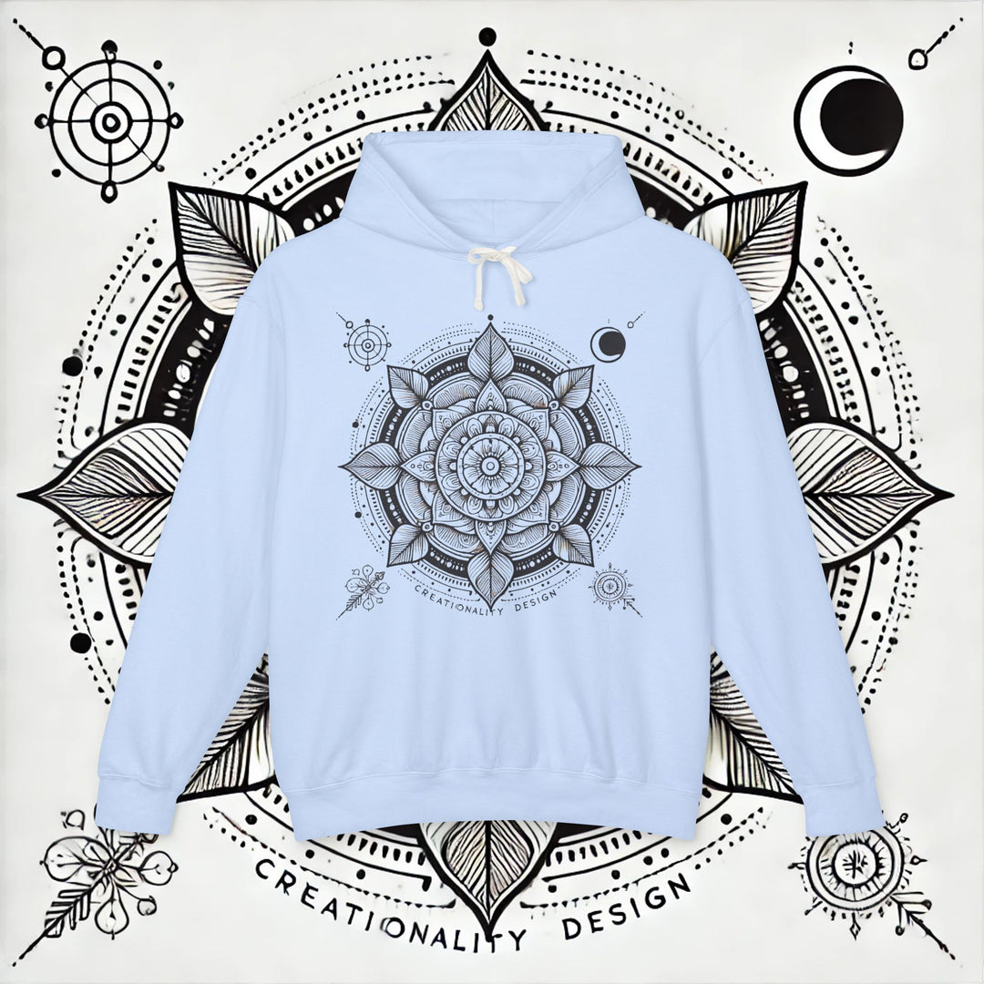 Creationality Design Mandala - Unisex Lightweight Hooded Sweatshirt