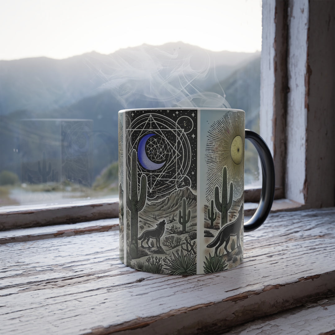 Mystic Coyote Magic Mug – Heat-Reactive Design