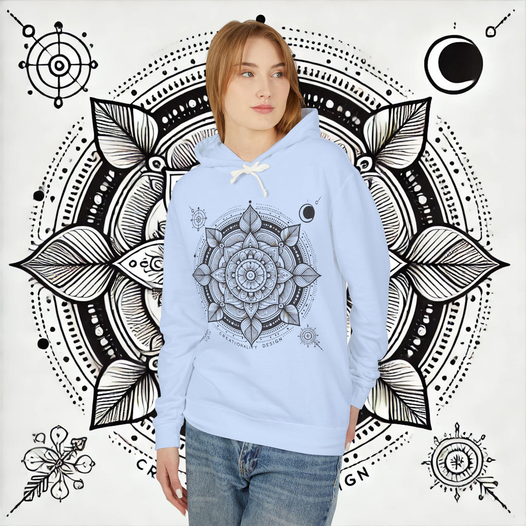 Creationality Design Mandala - Unisex Lightweight Hooded Sweatshirt