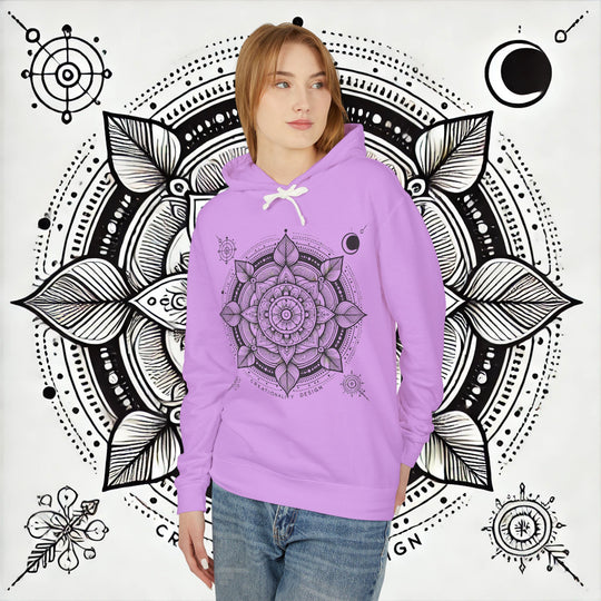 Creationality Design Mandala - Unisex Lightweight Hooded Sweatshirt