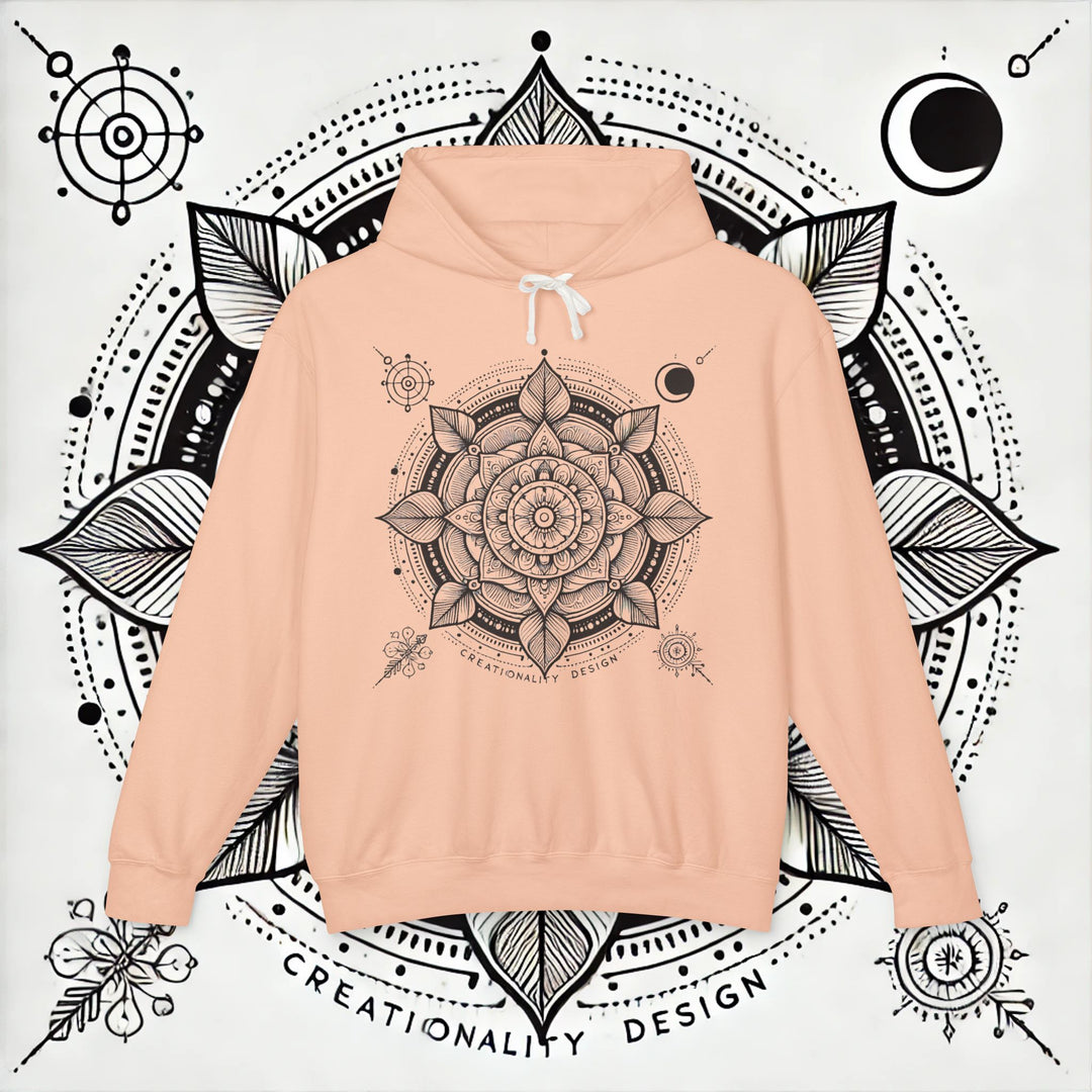 Creationality Design Mandala - Unisex Lightweight Hooded Sweatshirt