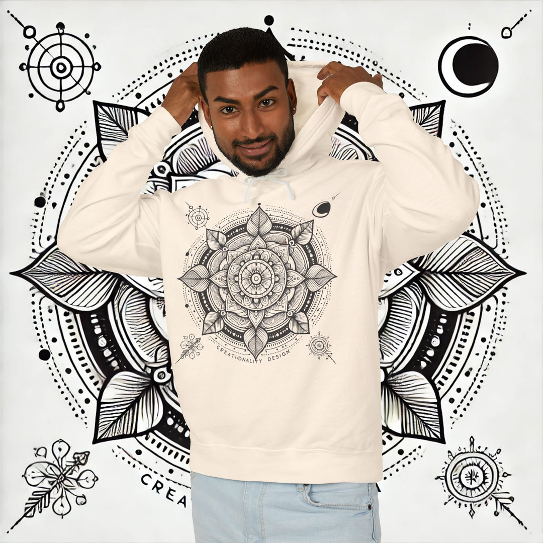 Creationality Design Mandala - Unisex Lightweight Hooded Sweatshirt