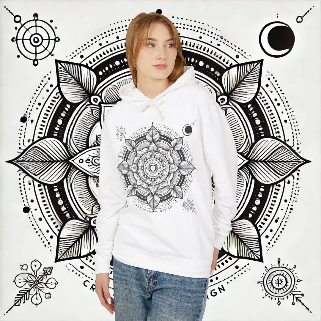 Creationality Design Mandala - Unisex Lightweight Hooded Sweatshirt