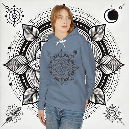 Creationality Design Mandala - Unisex Lightweight Hooded Sweatshirt