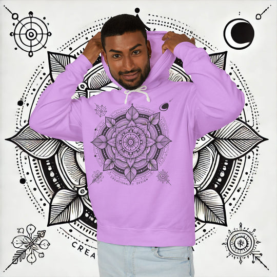 Creationality Design Mandala - Unisex Lightweight Hooded Sweatshirt