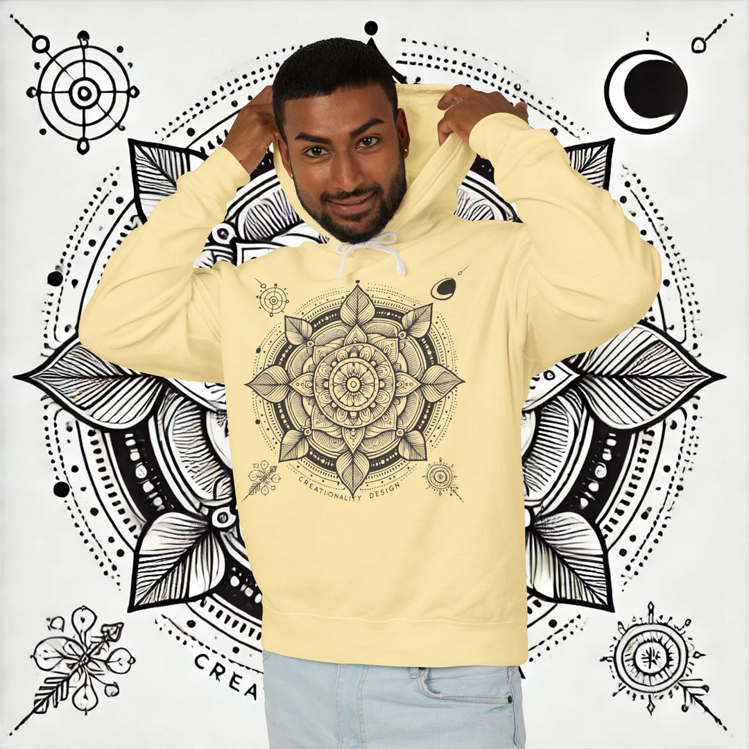 Creationality Design Mandala - Unisex Lightweight Hooded Sweatshirt